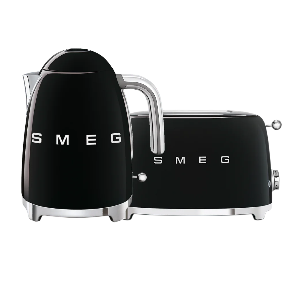 Smeg Black Retro Kettle and 2 Slice Toaster Bundle